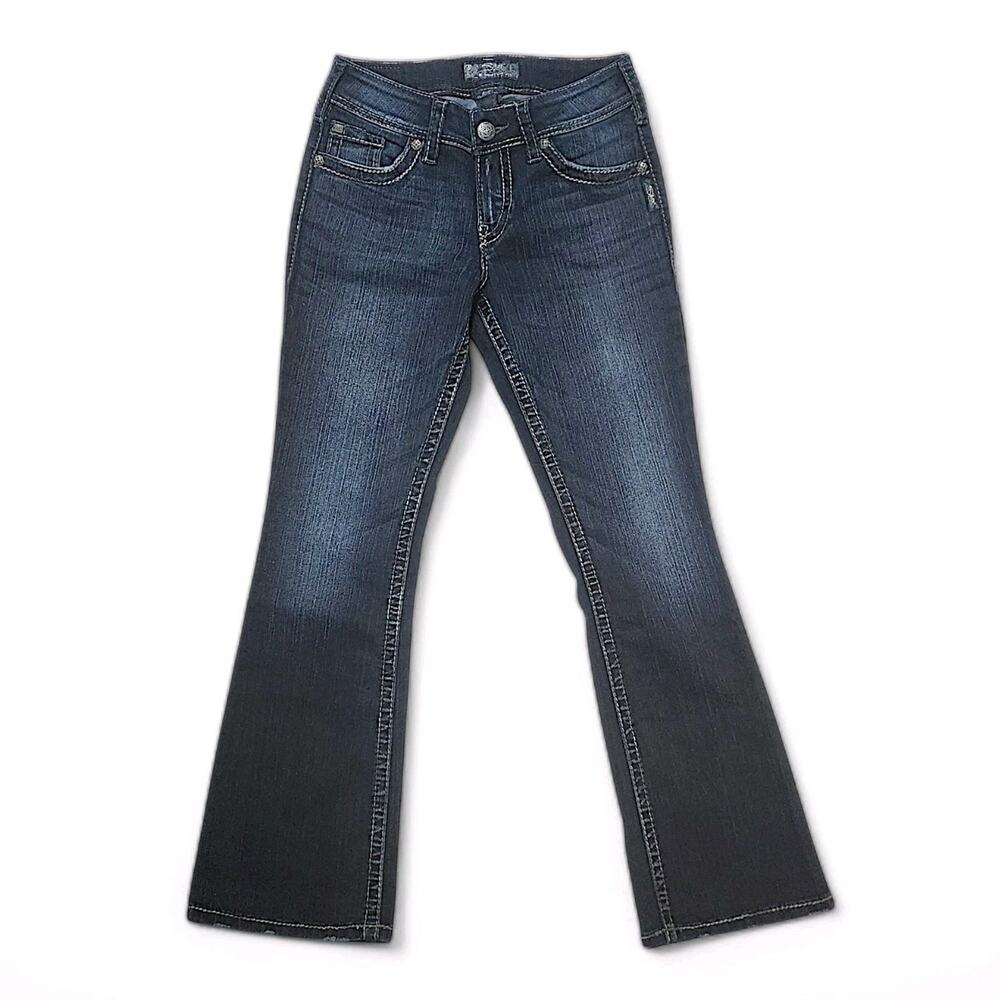 Silver Jeans Suki Surplus Bootcut Denim Dark Wash Flap Pocket Womes Size 26